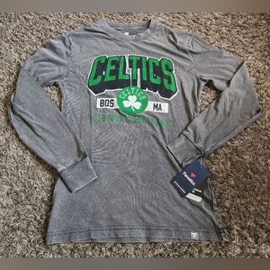 NWT Fanatics NBA Boston Celtics Grey Distressed Cotton Long Sleeve Shirt Men's S
